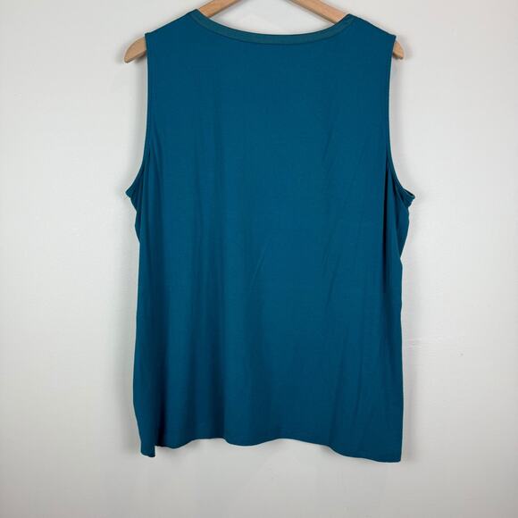 Talbots Top Women's 2X Plus Turquoise Teal Blue Stretch Sleeveless Tank Blouse - Picture 5 of 7